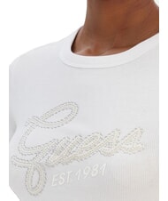 GUESS STUDS SCRIPT Schmal geschnittenes Kurzarm-T-Shirt purwei&szlig; - T-Shirts und Tops f&uuml;r Damen - 3