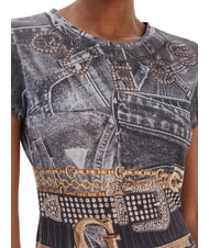 GUESS BELT WRAPPED Schmal geschnittenes T-Shirt mit Allover-Print pechschwarz multi - T-Shirts und Tops f&uuml;r Damen - 3