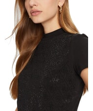 GUESS MOCK NECK ALL OVER 4G Schmal geschnittenes T-Shirt mit Strasssteinen jetbla - T-Shirts und Tops f&uuml;r Damen - 3