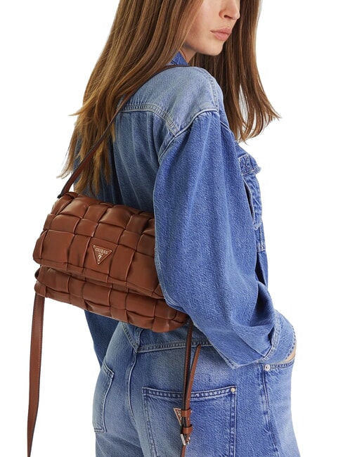 MARION Gewebte Schultertasche mit Schulterriemen COGNAC - Damentaschen