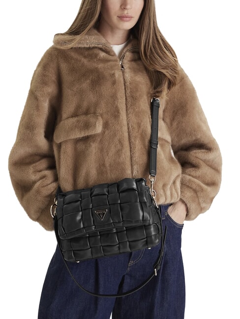 MARION Gewebte Schultertasche mit Schulterriemen SCHWARZ - Damentaschen