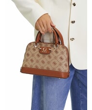 GUESS NEDA Kuppelf&ouml;rmige Tasche aus Jacquard-Gewebe MILCH-LOGO - Damentaschen - 5