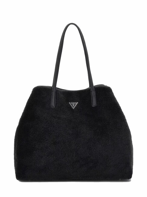 VICTORIA Teddy-Einkaufstasche mit Clutch SCHWARZ - Damentaschen