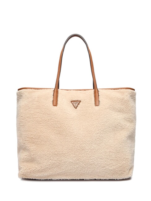 VICTORIA Teddy-Einkaufstasche mit Clutch natur / cognac - Damentaschen