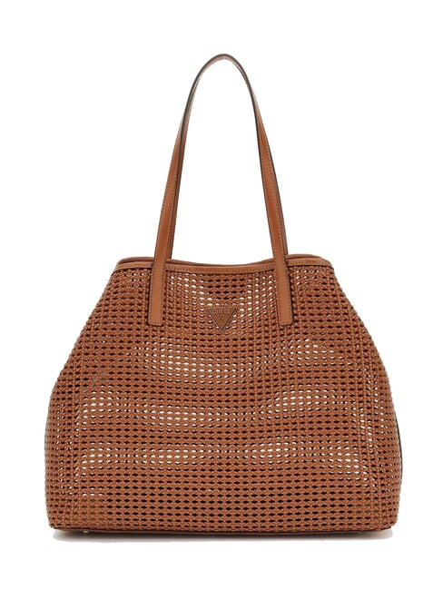 BRIGITTA Gewebte Einkaufstasche mit Clutch COGNAC - Damentaschen
