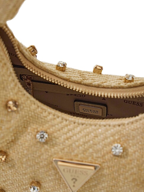 ISOTTA Bast-Schultertasche mit Schmuckapplikationen Lalie Sch&ouml;nheit nat&uuml;rlich - Damentaschen