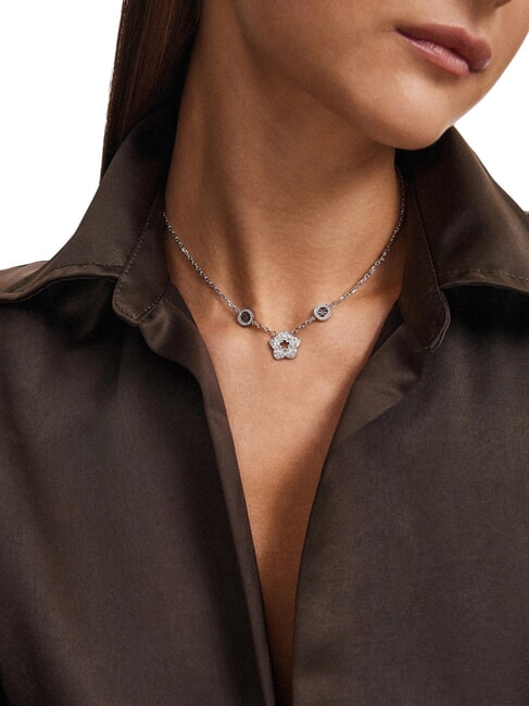 SHINING WINTER Halskette mit Blume und Kristallen SILBER - Halsketten