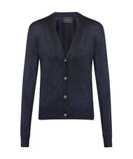 JOHN RICHMOND PEACEFUL Lurex-Cardigan mit Kn&ouml;pfen Navy blau - Damenpullover - 4