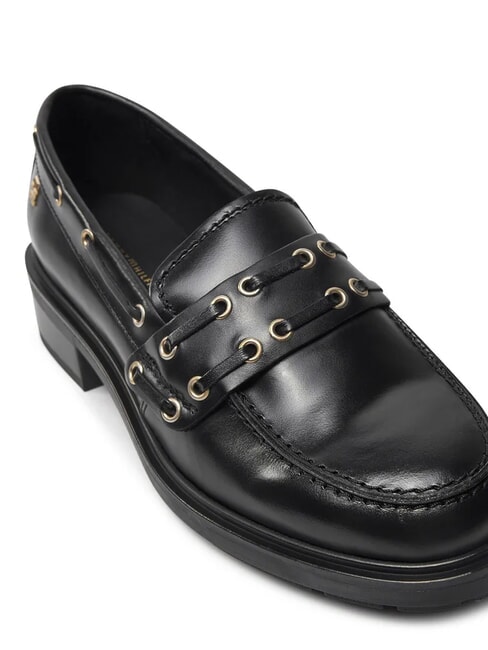 CHUNKY NAUTICAL EYELETS  Ledermokassins Schwarz - Damenschuhe