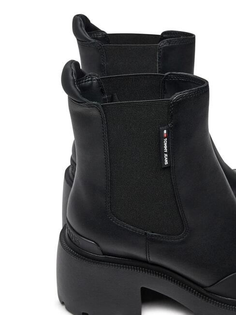 TH JEANS Lederstiefeletten mit mittelhohem Absatz Schwarz - Damenschuhe