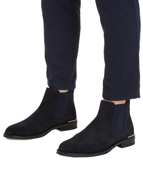 CORE RWB HILFIGER Wildleder-Ankle-Boots Blau - Herrenschuhe
