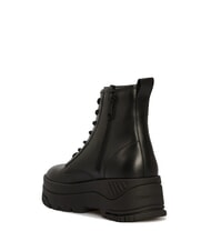 TOMMY HILFIGER TH JEANS Leder-Plateau-Ankle-Boots mit Rei&szlig;verschluss Schwarz - Damenschuhe - 4