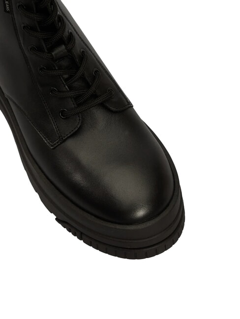 TH JEANS Leder-Plateau-Ankle-Boots mit Rei&szlig;verschluss Schwarz - Damenschuhe