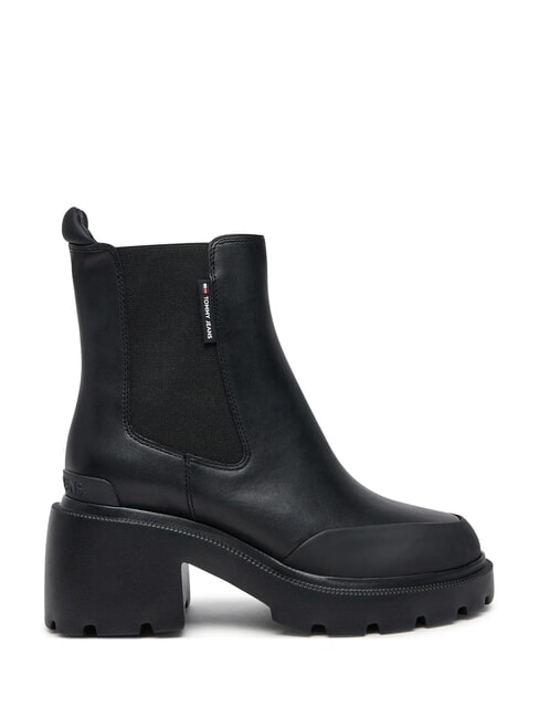TH JEANS Lederstiefeletten mit mittelhohem Absatz Schwarz - Damenschuhe