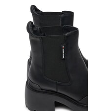 TOMMY HILFIGER TH JEANS Lederstiefeletten mit mittelhohem Absatz Schwarz - Damenschuhe - 3
