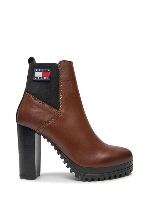 TJW NEW ESS HIGH HEEL Lederstiefeletten mit Blockabsatz braun - Damenschuhe