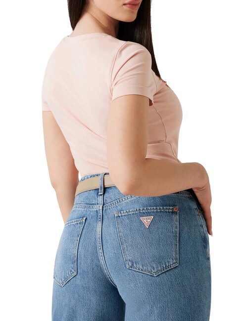 TRIANGLE FLOWERS Stretch-T-Shirt mit Aufdruck blasser Sand - T-Shirts und Tops f&uuml;r Damen