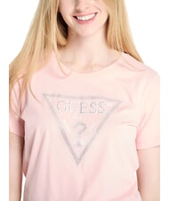 GUESS SS CN KRYSTAL TRIANGLE Kurzarm-T-Shirt mit Nieten und Strass rosa Perle - T-Shirts und Tops f&uuml;r Damen - 3