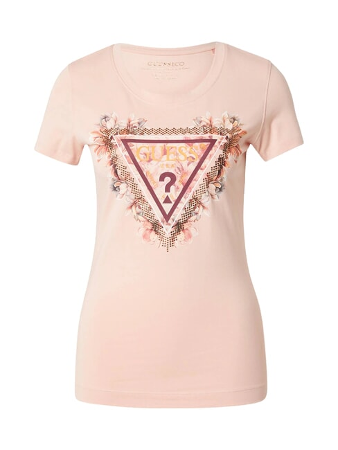 TRIANGLE FLOWERS Stretch-T-Shirt mit Aufdruck blasser Sand - T-Shirts und Tops f&uuml;r Damen