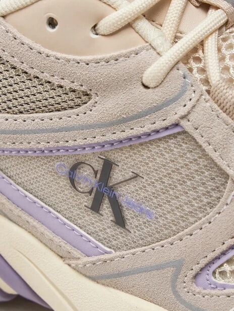 RETRO TENNIS Sneakers aus Mesh und Wildleder Beige - Damenschuhe