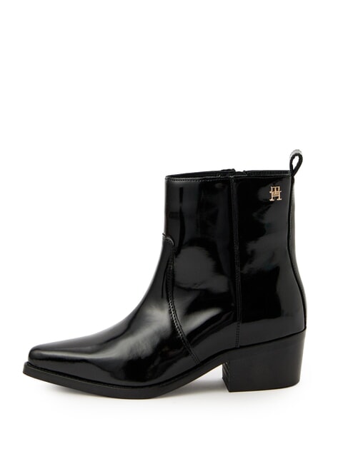 TH COWBOY Texanische Stiefel aus gl&auml;nzendem Leder Schwarz - Damenschuhe