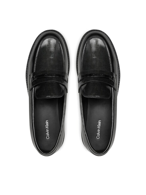 LOAFER BAR SAFF Lederslipper mit Saffiano-Einsatz Schwarz - Damenschuhe