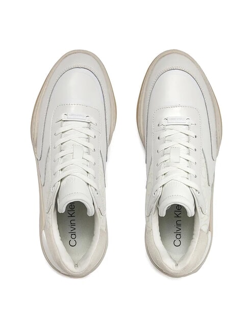 WEDGE MONO Ledersneakers Wei&szlig; - Damenschuhe