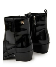 TOMMY HILFIGER TH COWBOY Texanische Stiefel aus gl&auml;nzendem Leder Schwarz - Damenschuhe - 3
