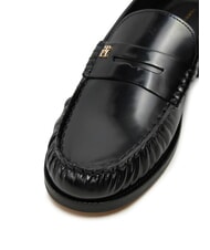 TOMMY HILFIGER TH MONOGRAM Gl&auml;nzende Lederslipper Schwarz - Damenschuhe - 4