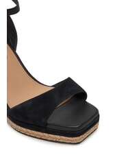 TOMMY HILFIGER TH MONOGRAM Hohe Keilsandalen aus Leder Schwarz - Damenschuhe - 5
