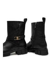 TOMMY HILFIGER BIKER Lederstiefeletten mit Schnalle Schwarz - Damenschuhe - 5