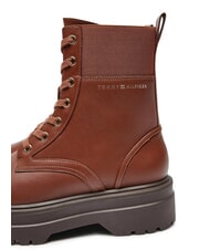 TOMMY HILFIGER TH ELASTIC RIB LACEUP Schn&uuml;rstiefel aus Leder Cognacbraun - Damenschuhe - 3