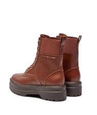 TOMMY HILFIGER TH ELASTIC RIB LACEUP Schn&uuml;rstiefel aus Leder Cognacbraun - Damenschuhe - 5