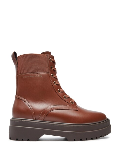 TH ELASTIC RIB LACEUP Schn&uuml;rstiefel aus Leder Cognacbraun - Damenschuhe