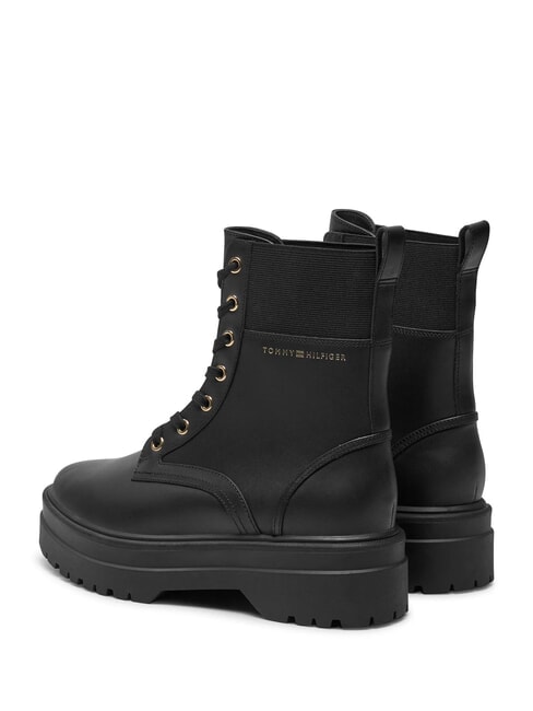 TH ELASTIC RIB LACEUP Schn&uuml;rstiefel aus Leder Schwarz - Damenschuhe