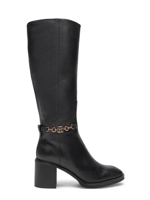 TH CHAIN Hohe Lederstiefel mit Kette Schwarz - Damenschuhe