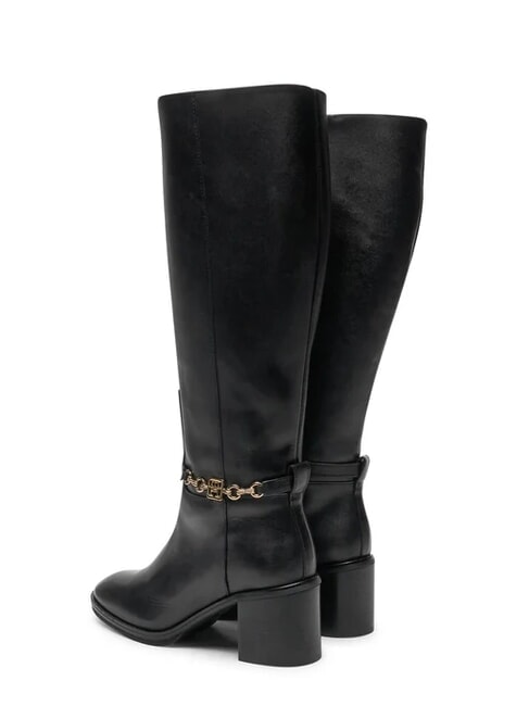 TH CHAIN Hohe Lederstiefel mit Kette Schwarz - Damenschuhe