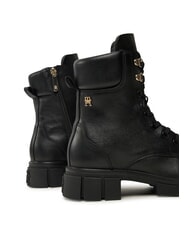 TOMMY HILFIGER LACE -UP BIKE Schn&uuml;rstiefel aus Leder Schwarz - Damenschuhe - 5