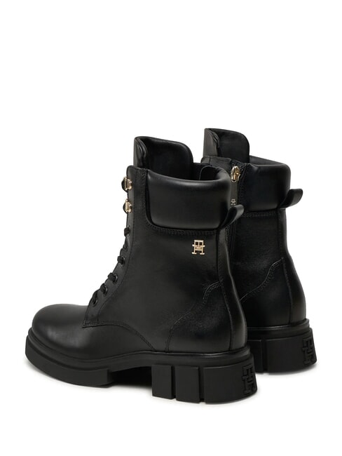 LACE -UP BIKE Schn&uuml;rstiefel aus Leder Schwarz - Damenschuhe