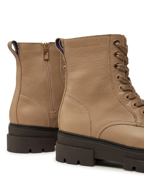 BICOLOR Schn&uuml;rstiefel aus Leder Beige - Damenschuhe