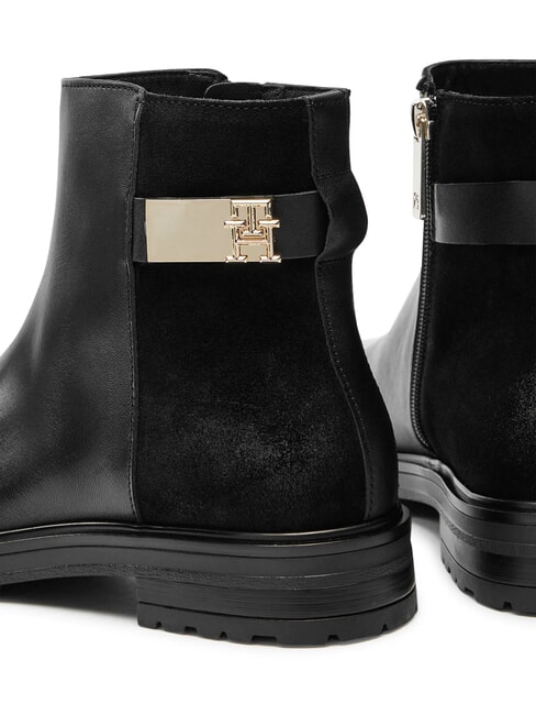 TH Niedrige Stiefeletten aus Wildleder und Leder Schwarz - Damenschuhe