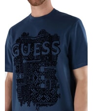 GUESS FLOCK Kurzarm-T-Shirt in regul&auml;rer Passform endloses Blau - Herren-T-Shirts - 3