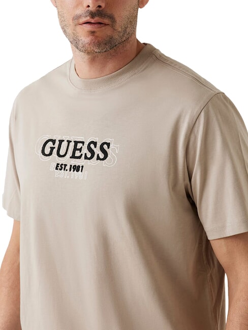 SMALL LOGO Kurzarm-T-Shirt in regul&auml;rer Passform Pasadena-Stein - Herren-T-Shirts