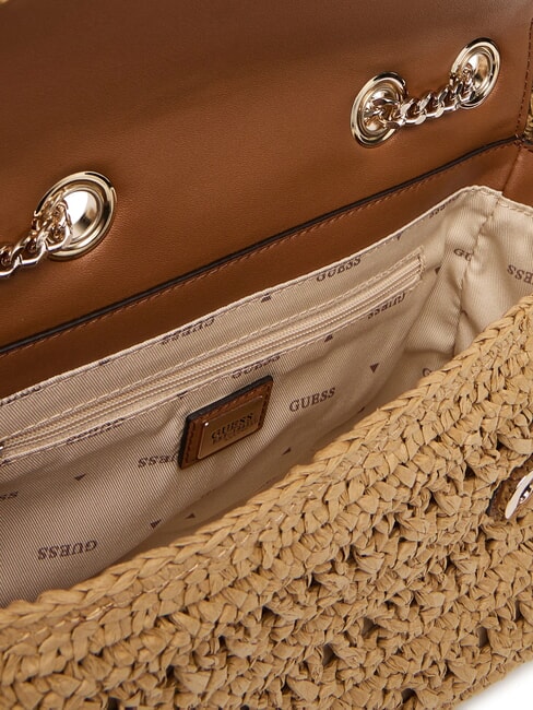 IRENE Gewebte Schultertasche, Umh&auml;ngetasche natur / cognac - Damentaschen