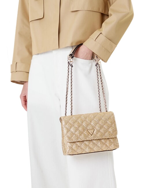 GIULLY 2 Gewebte Schultertasche, Umh&auml;ngetasche Gold - Damentaschen