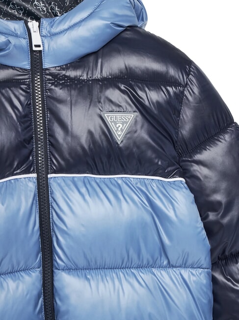 KIDS Zweifarbige Daunenjacke f&uuml;r Kinder mit Kapuze blauer Farbton - Kinder Jacken