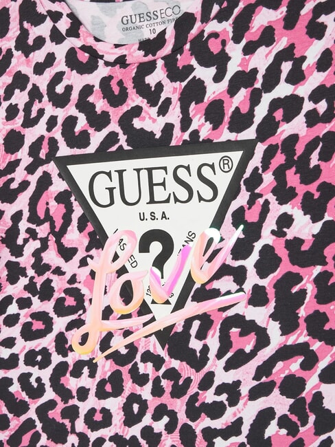 KIDS Kurzarm-T-Shirt f&uuml;r M&auml;dchen Leopardenrosa-Kombination - Kinder-T-Shirt