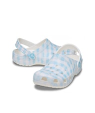 CROCS CLASSIC GINGHAM Damen-Slipper mit Print wei&szlig;/blau - Damenschuhe - 5
