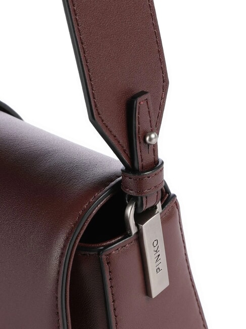 LOVE ONE SLOUCHY Mini-Umh&auml;ngetasche aus Leder Burgunderwein-altes Silber - Damentaschen