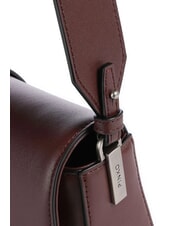 PINKO LOVE ONE SLOUCHY Mini-Umh&auml;ngetasche aus Leder Burgunderwein-altes Silber - Damentaschen - 3